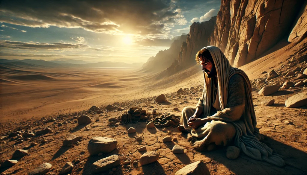 Jesus meditando en el desierto