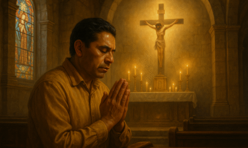 hombre rezando el credo